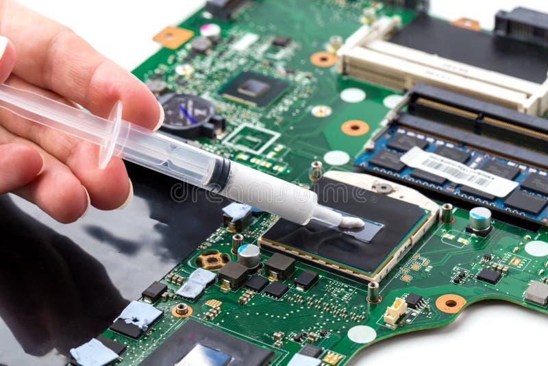 Replacing Thermal Paste on a Laptop. Stock Image Image of paste