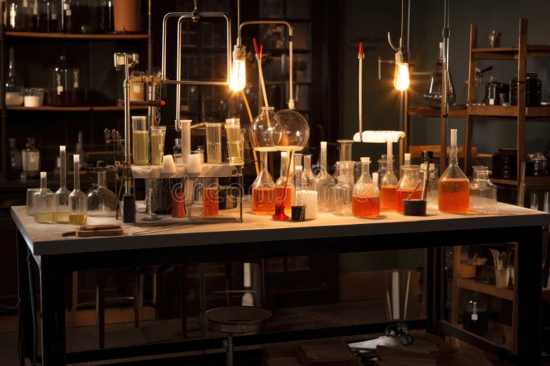 Replication of a Science Lab with Scientific Equipment, Test Tubes, and