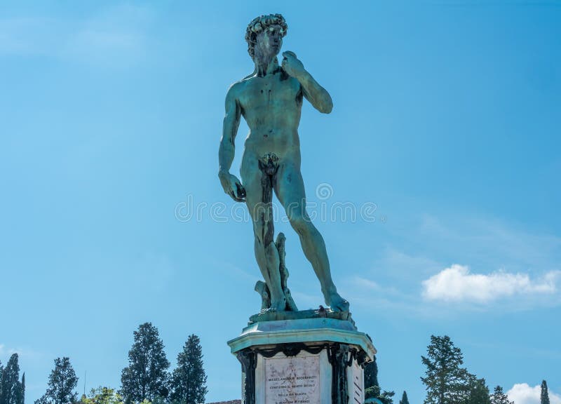 Replik David Statue Michelangelo Square Overlook Florence Tuscany Italy lizenzfreies stockbild Replik David Statue Michelangelo Square Overlook Florence Tuscany Italy lizenzfreies stockbild