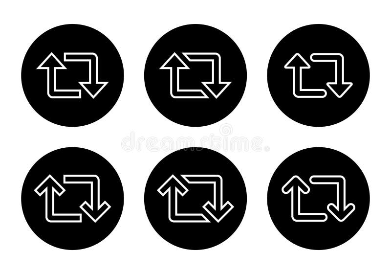 Set de pictograme pentru butonul de linie de repostare vector illustration