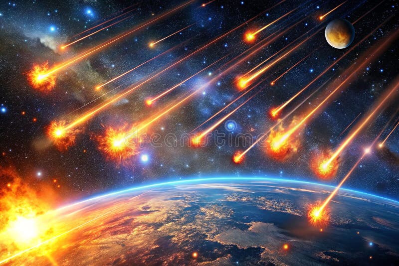 Represa Meteor Impacto De La Catástrofe Cosmica De La Tierra ilustración del vector