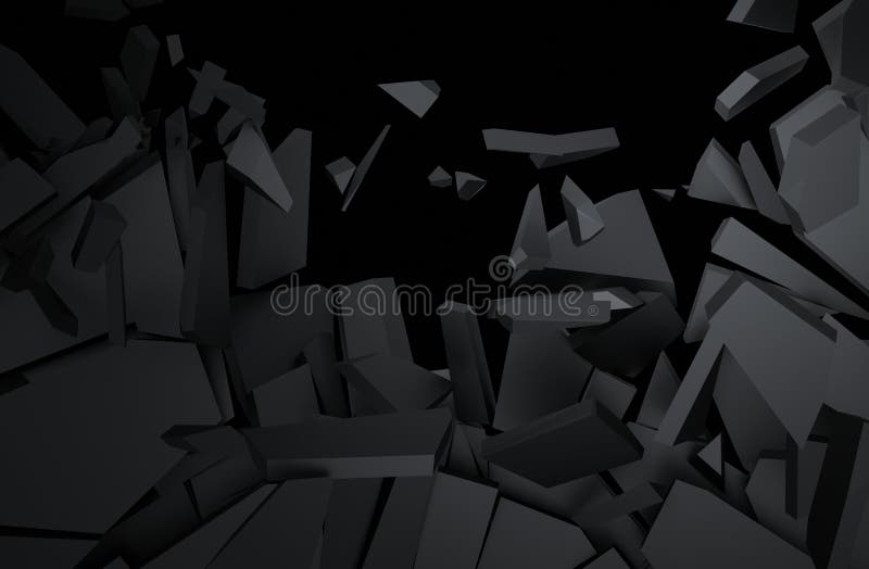 Abstract 3d rendering of cracked surface. Background with broken shape. Wall destruction. Explosion with debris. Abstract 3d rendering of cracked surface. Background with broken shape. Wall destruction. Explosion with debris.