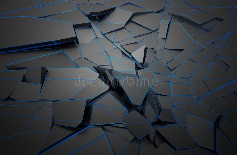 Abstract 3d rendering of cracked surface. Background with broken shape. Wall destruction. Explosion with debris. Abstract 3d rendering of cracked surface. Background with broken shape. Wall destruction. Explosion with debris.