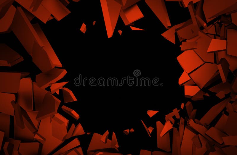 Abstract 3d rendering of cracked surface. Background with broken shape. Wall destruction. Explosion with debris. Abstract 3d rendering of cracked surface. Background with broken shape. Wall destruction. Explosion with debris.