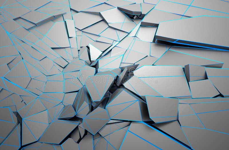 Abstract 3d rendering of cracked surface. Background with broken shape. Wall destruction. Explosion with debris. Abstract 3d rendering of cracked surface. Background with broken shape. Wall destruction. Explosion with debris.