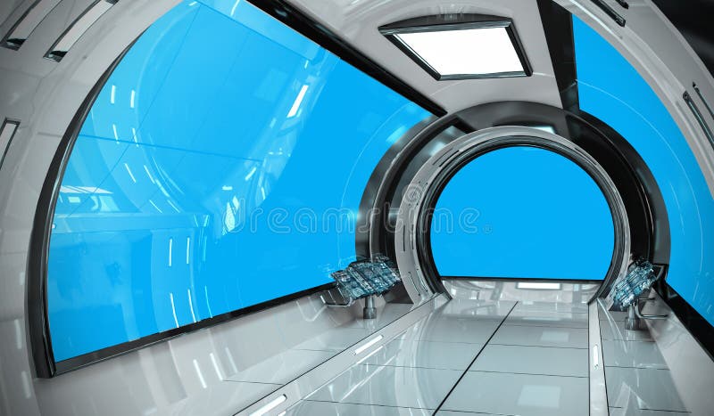 Representación brillante del interior 3D de la nave espacial libre illustration Representación brillante del interior 3D de la nave espacial libre illustration