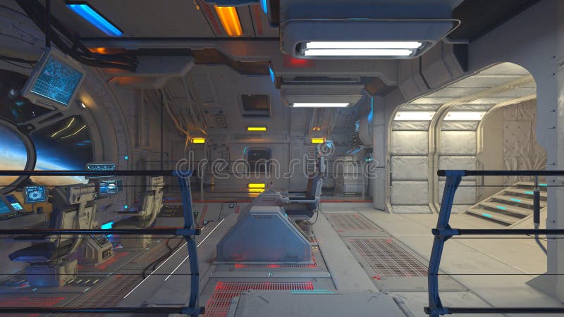 Representación CG 3D de la nave espacial interior