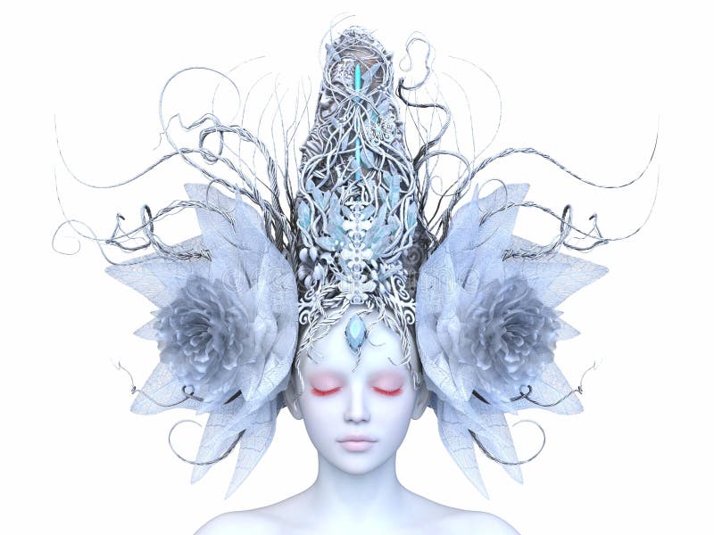 Representación 3D de un closet femenino en el arte de las flores del cabello libre illustration