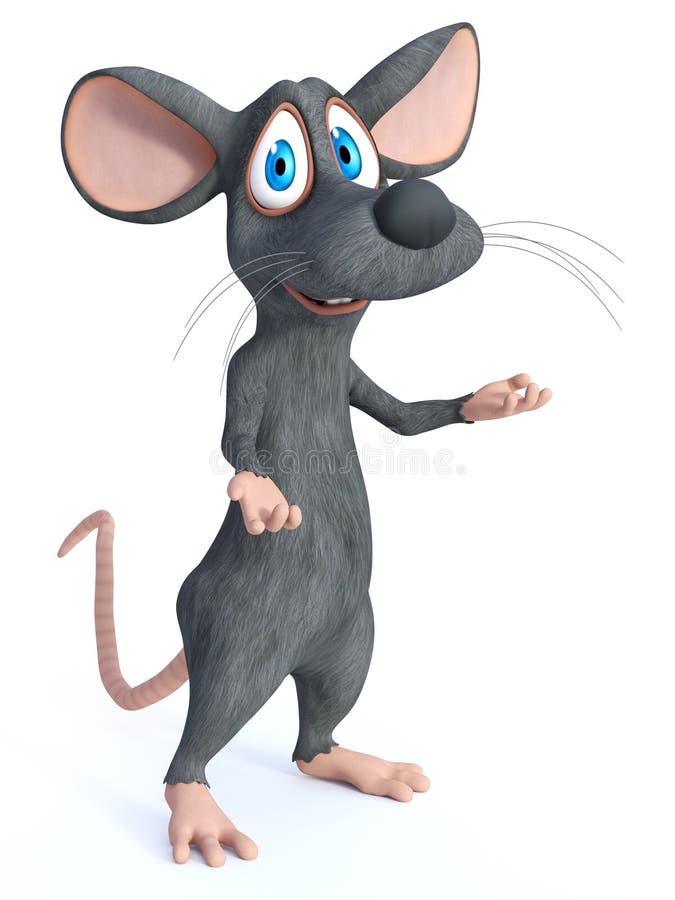 Representación 3D de un ratón de caricatura sonriente que le da la bienvenida libre illustration