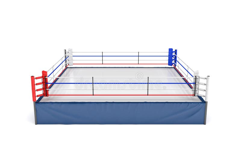 representación 3d de un ring de boxeo vacío en vista delantera de parte delantera superior aislado en el fondo blanco ilustración del vector representación 3d de un ring de boxeo vacío en vista delantera de parte delantera superior aislado en el fondo blanco ilustración del vector