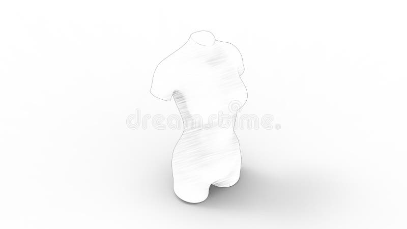 representación 3D de un torso femenino aislado en el fondo blanco del estudio stock de ilustración representación 3D de un torso femenino aislado en el fondo blanco del estudio stock de ilustración