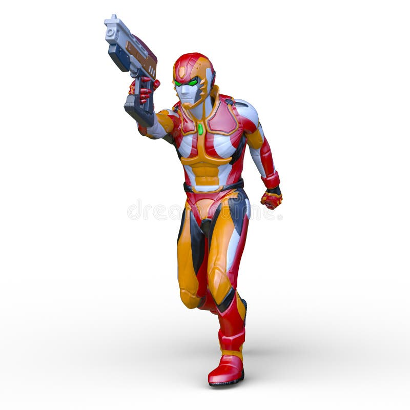 Representación 3D del ciberhombre stock de ilustración