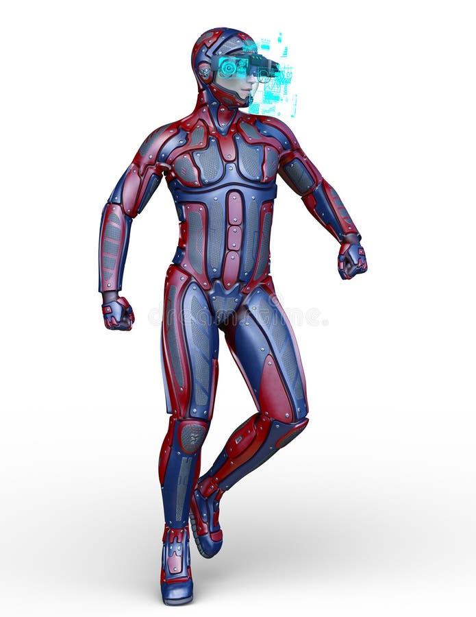 Renderizado 3D CG de un hombre cibernético stock de ilustración