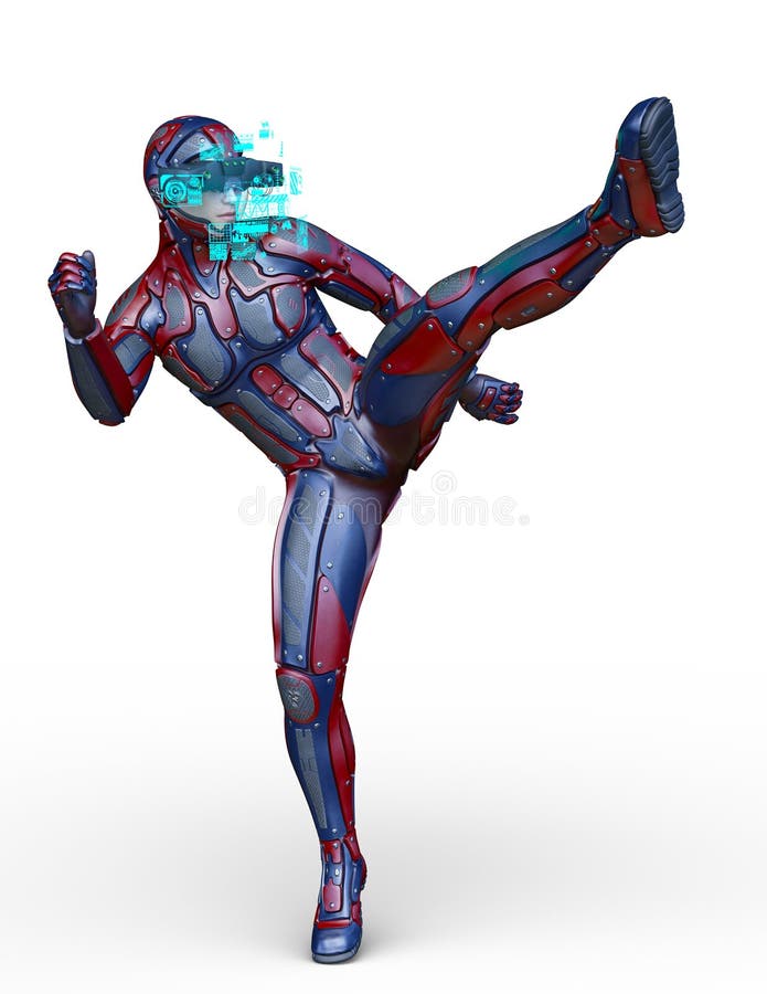 Renderizado 3D por CG de un hombre cibernético ilustración del vector