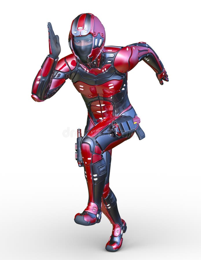 Renderizado 3D por CG de un hombre cibernético ilustración del vector
