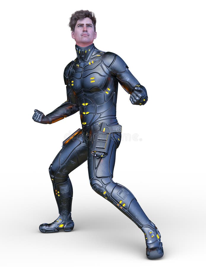 Representación de 3D CG del hombre cibernético stock de ilustración