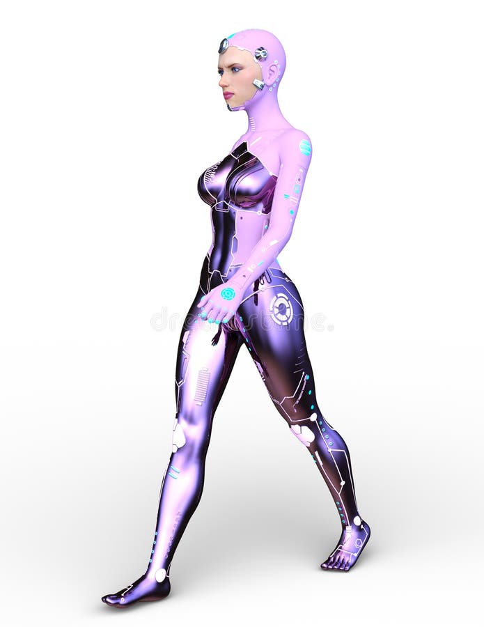 Renderizado 3D CG de una mujer cibernética ilustración del vector