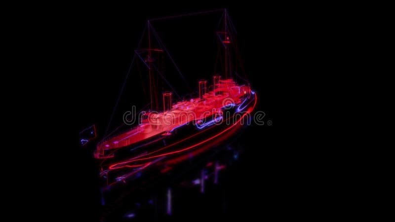 Representación de efectos visuales de animación 3d modelo de barcos de patrulla oceánica en un fondo negro