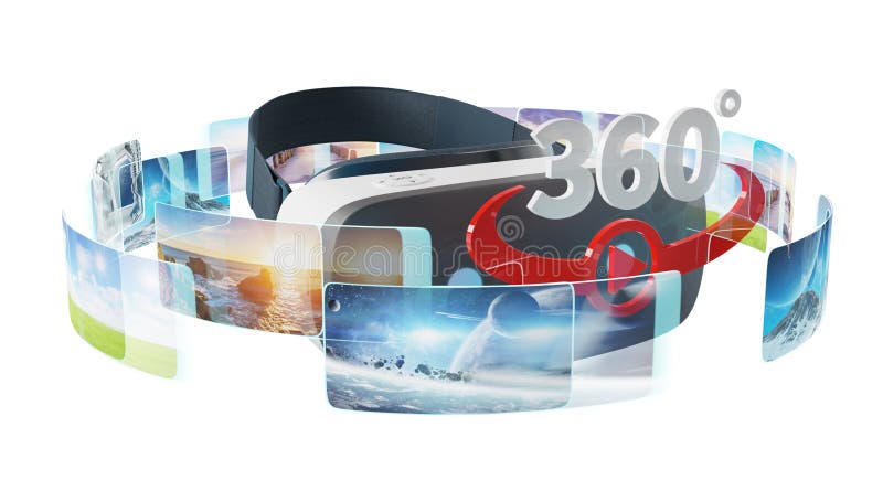 Representación del ejemplo 3D de la tecnología de los vidrios de la realidad virtual stock de ilustración Representación del ejemplo 3D de la tecnología de los vidrios de la realidad virtual stock de ilustración