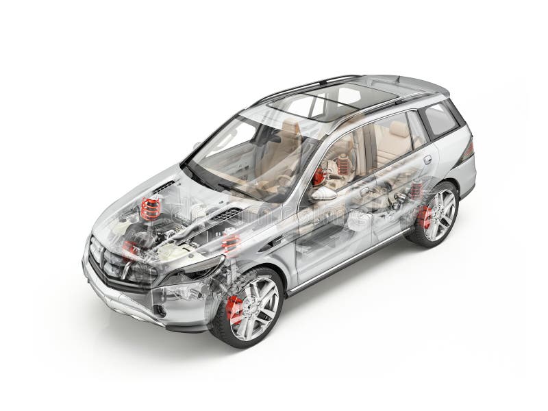 Representación detallada del corte 3D del coche genérico de Suv Mirada suave