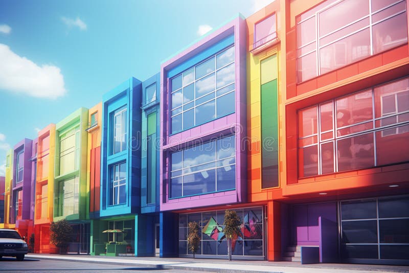 Representación gráfica de un edificio en colores vivos ilustración del vector