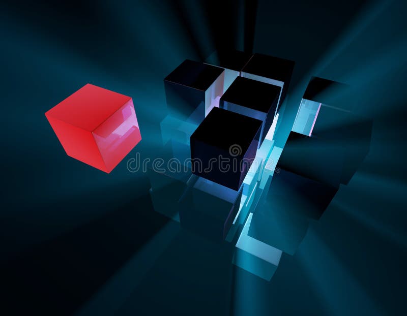 Cube digital technology and programming, data transmission and storage, intelligent programs stock illustration