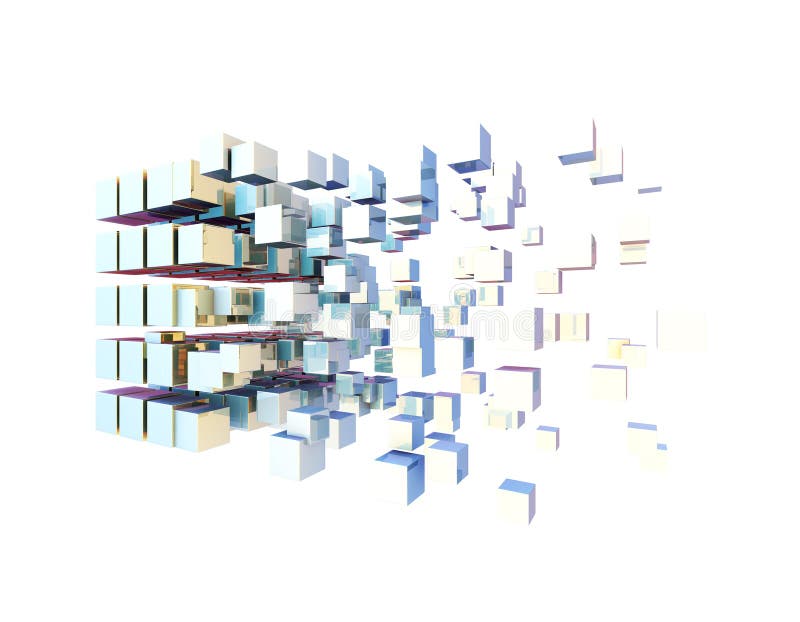 Cube digital technology and programming, data transmission and storage, intelligent programs stock illustration