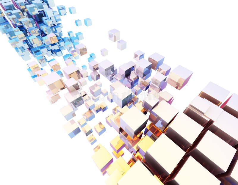 Cube digital technology and programming, data transmission and storage, intelligent programs vector illustration