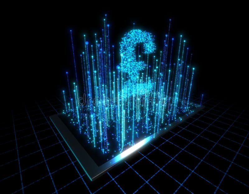 Computer Network Digital Technology, Financial Data Transmission, Pound Sterling, Internet Finance stock illustration
