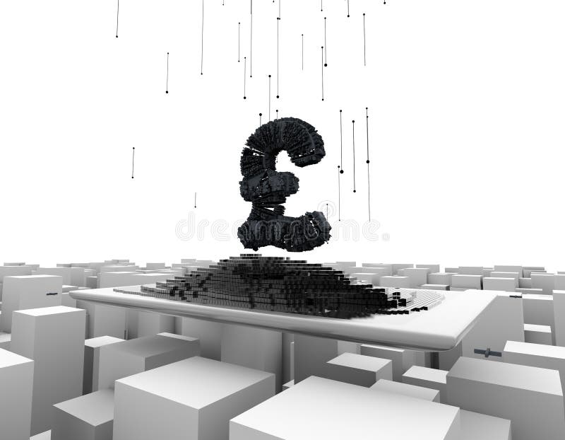 Computer Network Digital Technology, Financial Data Transmission, Pound Sterling, Internet Finance vector illustration