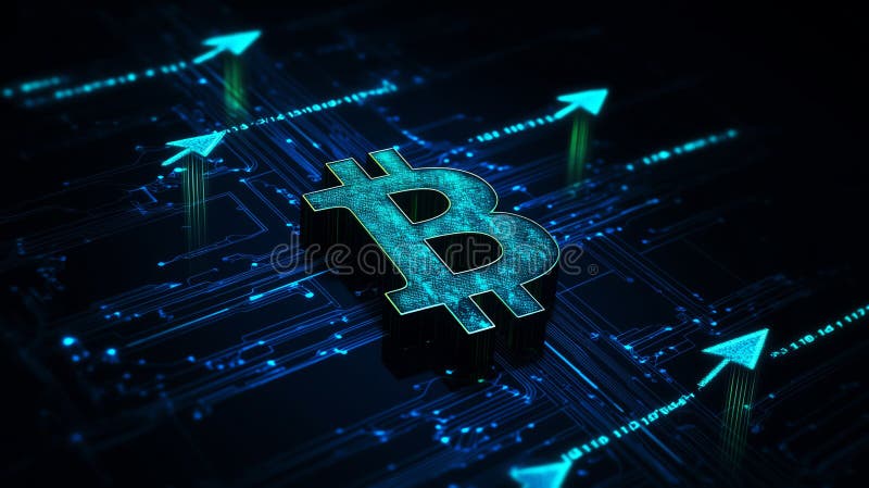 Reprezentarea digitală a bitcoin-ului, evidențiind progresele tehnologice în rețelele de criptmonedă și blockchain.