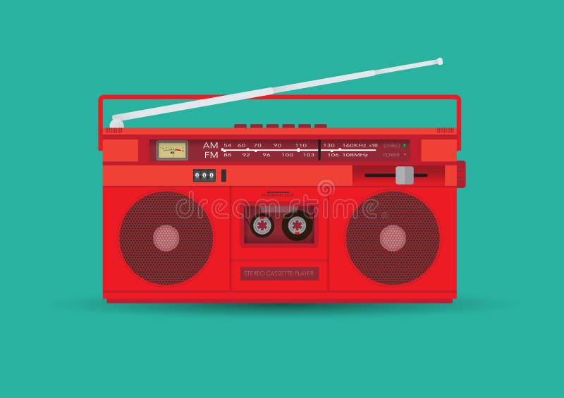 Reproductor De Cassette Con Audífonos, Ilustración Vectorial Plana  Ilustración del Vector - Ilustración de rojo, vendimia: 164741198