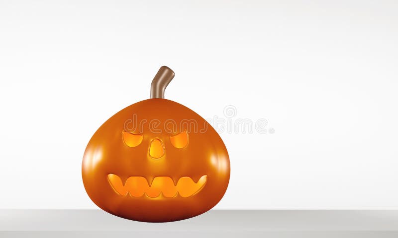 Reproduktion 3d des dunkelorangefarbigen Kopfes Furcht Laternenhalloween-Kürbises der Buchse O Farbmit Kerzenlicht Inside auf eine stock abbildung