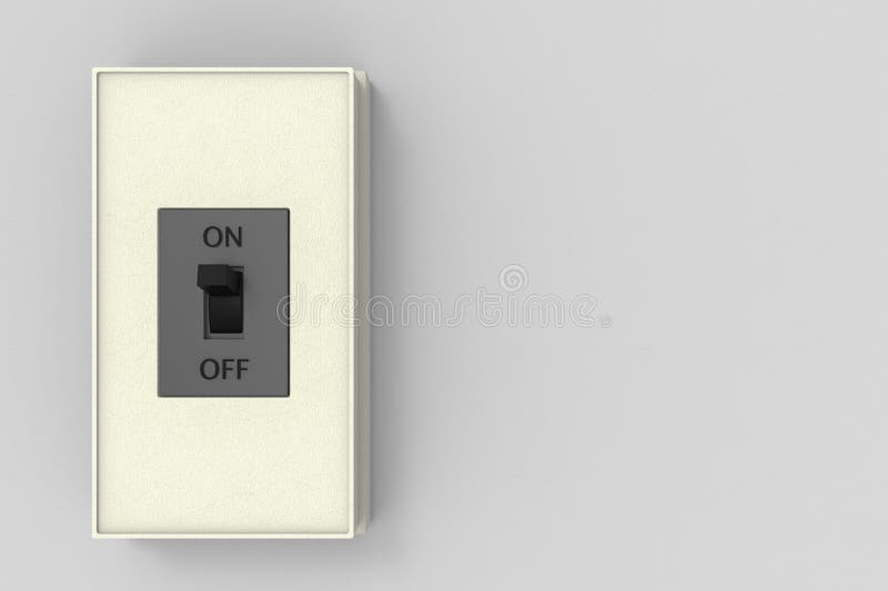 Reproduktion 3d. elektrische Währung herausgeschnittener Schalterkasten auf grauem Kopienraum-Wandhintergrund vektor abbildung