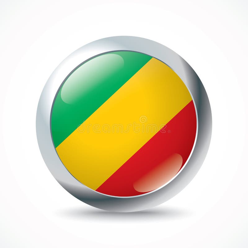 Republic of Congo flag button vector illustration