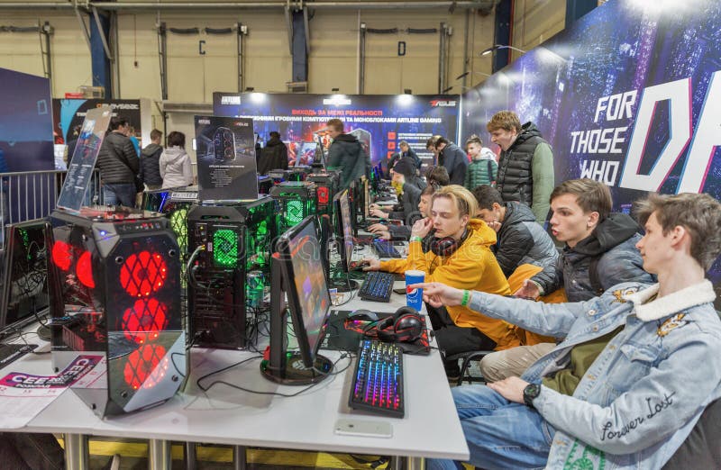 Republic of Gamers Booth at CEE 2019 in Kyiv, Ukraine Editorial Stock