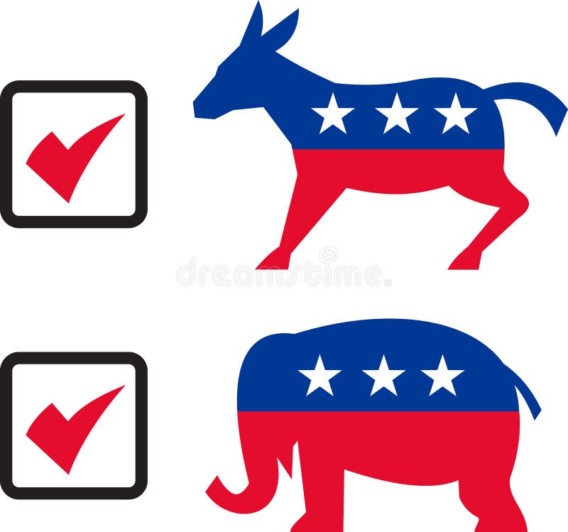 Republican Elephant Democrat Donkey vector illustration
