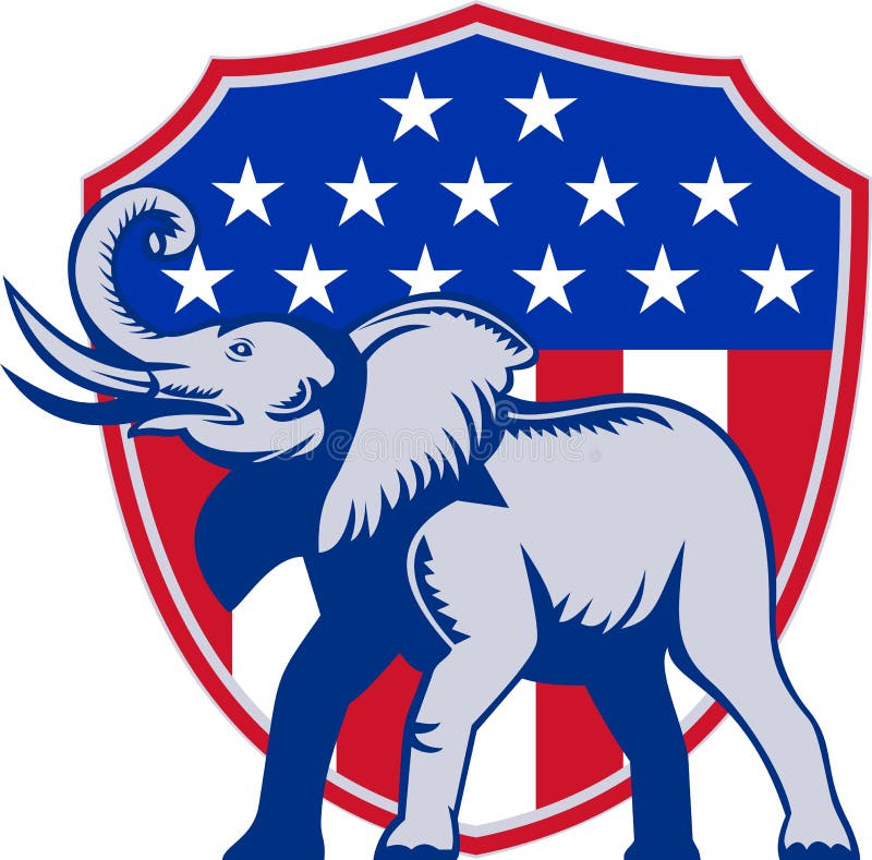 Republican Elephant Mascot USA Flag royalty free illustration