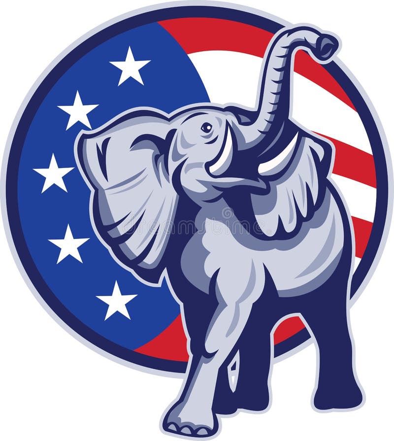 Republican Elephant Mascot USA Flag