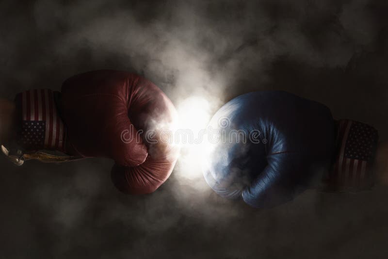 Republicans and Democrats in the campaign symbolized with Boxing royalty free stock images