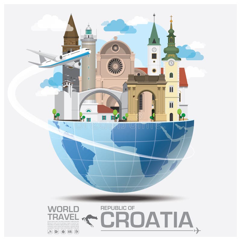 Republik- Kroatienmarkstein-globale Reise und Reise Infograph vektor abbildung Republik- Kroatienmarkstein-globale Reise und Reise Infograph vektor abbildung