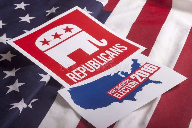 Republikanische Wahl-Abstimmung und amerikanische Flagge lizenzfreies stockbild Republikanische Wahl-Abstimmung und amerikanische Flagge lizenzfreies stockbild