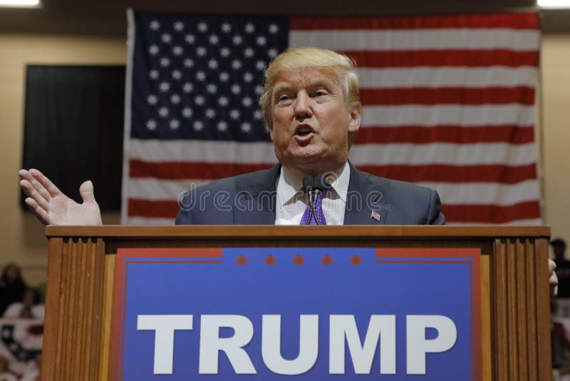 Republikeinse presidentiële campagneverzameling de kandidaat van Donald Trump bij het de Arena & Casino van het Zuidenpunt in Las stock foto Republikeinse presidentiële campagneverzameling de kandidaat van Donald Trump bij het de Arena & Casino van het Zuidenpunt in Las stock foto