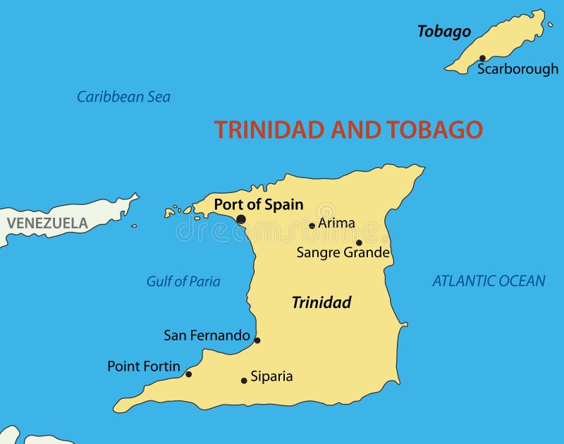 República De Trinidad Y Tobago Mapa Del Vector Ilustración del Vector