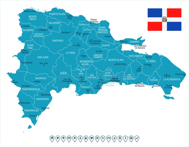 República Dominicana - mapa y bandera - ejemplo detallado del vector ilustración del vector República Dominicana - mapa y bandera - ejemplo detallado del vector ilustración del vector
