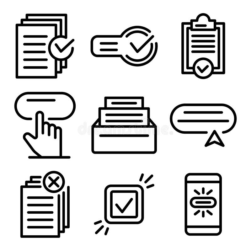 Request Icons Set, Outline Style Stock Vector - Illustration of icons