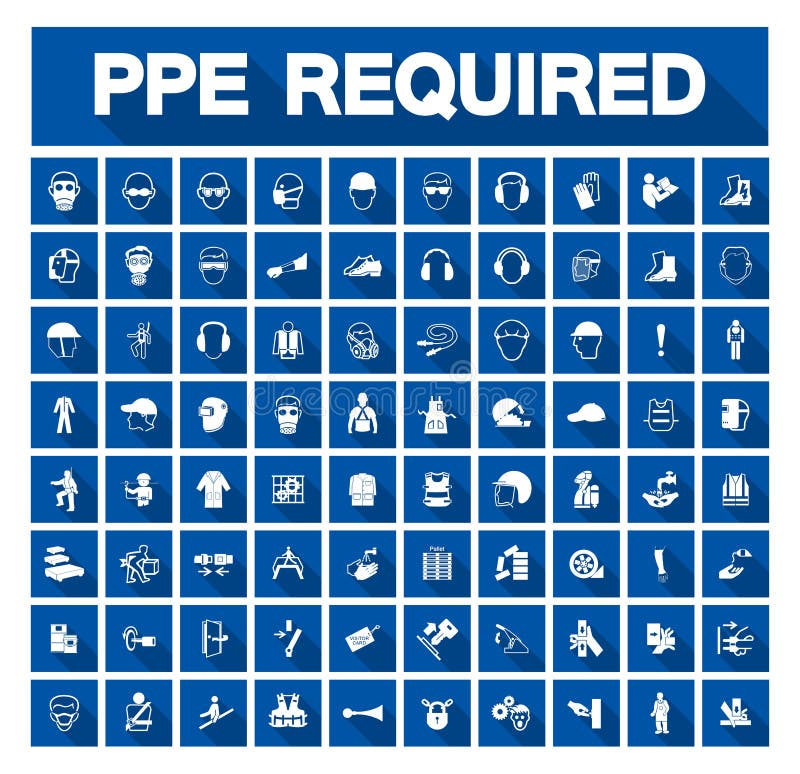 Required Personal Protective Equipment (PPE) Symbol,Safety Icon Stock
