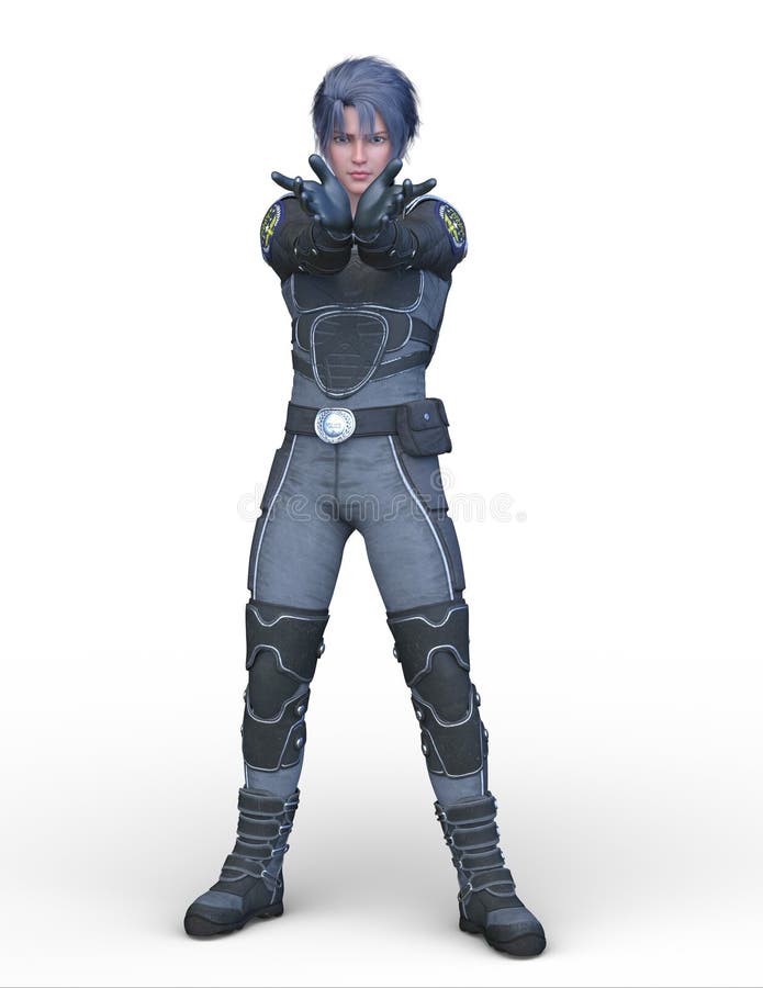 Rendering 3D CG di un eroe illustrazione vettoriale