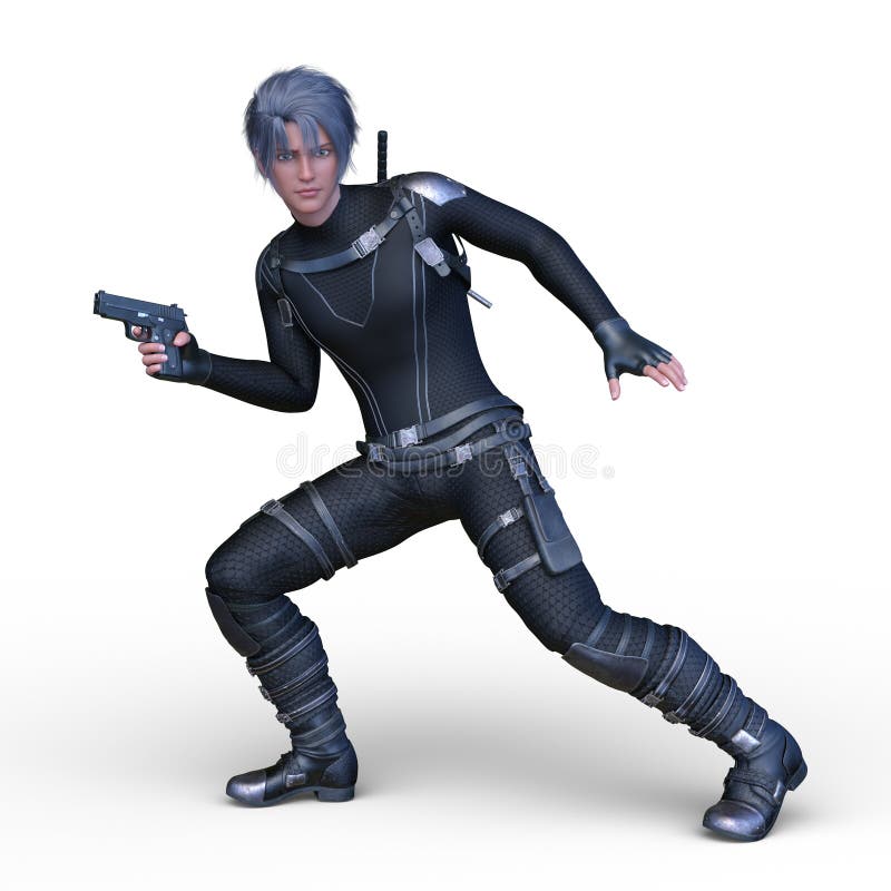 Rendering 3D in CG di un eroe illustrazione vettoriale