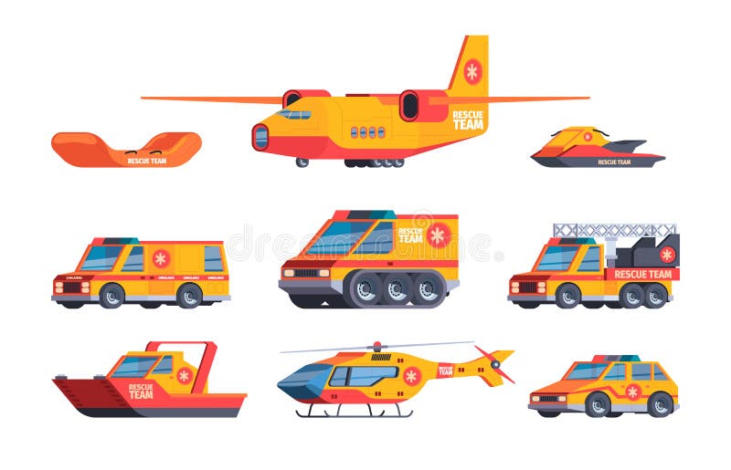 Rescue Cars. Accident Transport Lifeguard Service Fast Ambulance Machines  Flight Workers Hospital Helicopters Garish Stock Vector - Illustration of  maintenance, cartoon: 228025671